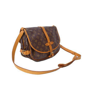 Louis Vuitton Shoulder Brown Monogram Bag Saumur Leather